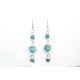 Kék achát fülbevaló, ezüst színű alumínium huzallal