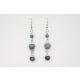Zöld achát fülbevaló, ezüst színű alumínium huzallal