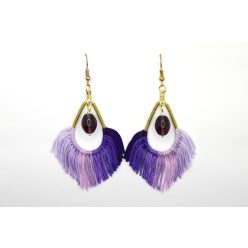   Lila szivárvány üveggyöngy fülbevaló, arany színű huzallal