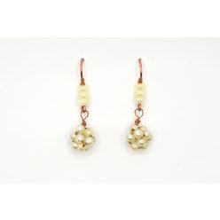 Teklagyöngy gömbfülbevaló, rosegold alumínium huzallal 
