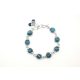 Kék achát ásvány karkötő, ezüst színű alumínium huzallal
