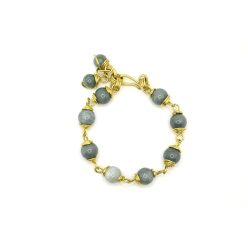   Zöld achát ásvány karkötő, arany színű alumínium huzallal