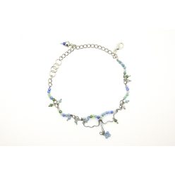   Kék hullám ásvány karkötő, fazettált üveggyöngy, nemesacél huzallal