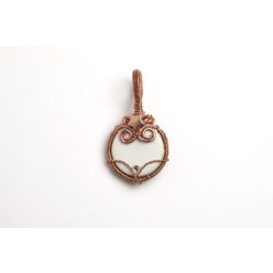 Fehér kerámia medál, rosegold alumínium huzallal