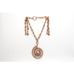 Rózsakvarc ásvány nyaklánc, rézhuzallal 