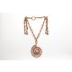 Rózsakvarc ásvány nyaklánc, rézhuzallal 